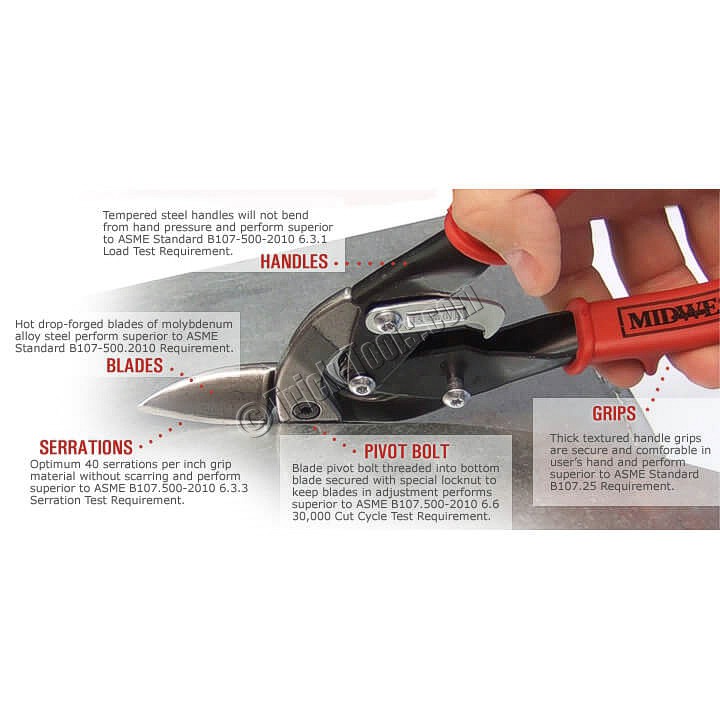 Midwest MWT-6510S Offset Straight Cut Aviation Snip