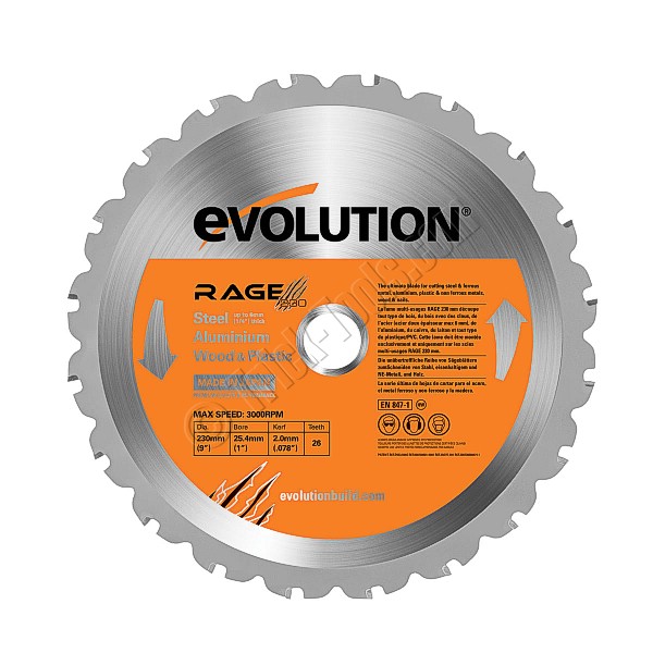 RAGE230Blade Evolution 9 inch Circular Saw Blade Multi purpose