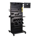Flextur 4-Panel Mobile Tool Board with 71 Piece Gridlok Accessory Kit